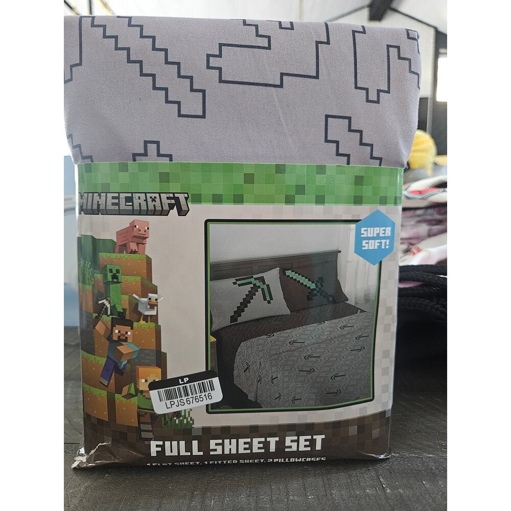 Minecraft Full Sheet Set Brand New 4 pieces flat, fitted, 2 pillowcases Soft